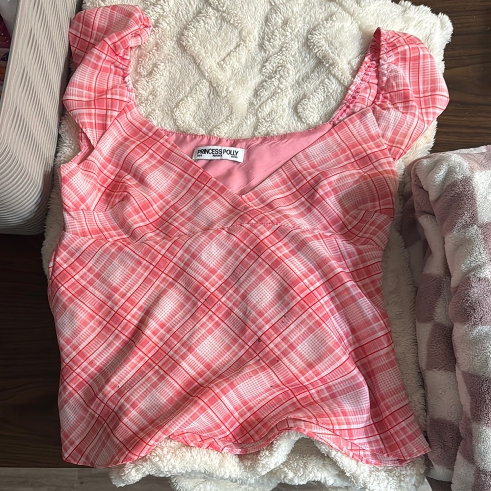 Princess Polly Gingham Pink Blouse